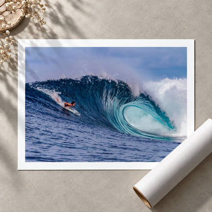 Almond Tubes surf photograph by John Seaton Callahan of Indonesia, rolled unframed print with a white border