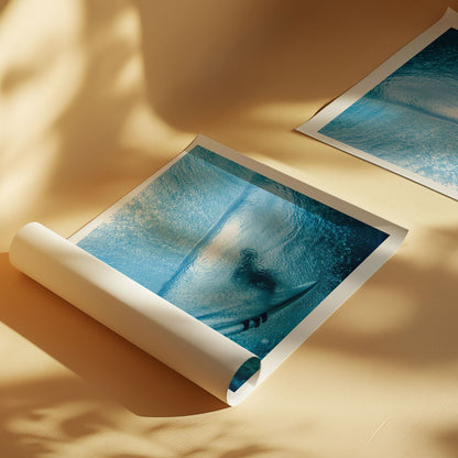 Aqua Cocoon surf photograph by Sean Davey of Micronesia, rolled unframed print with a white border