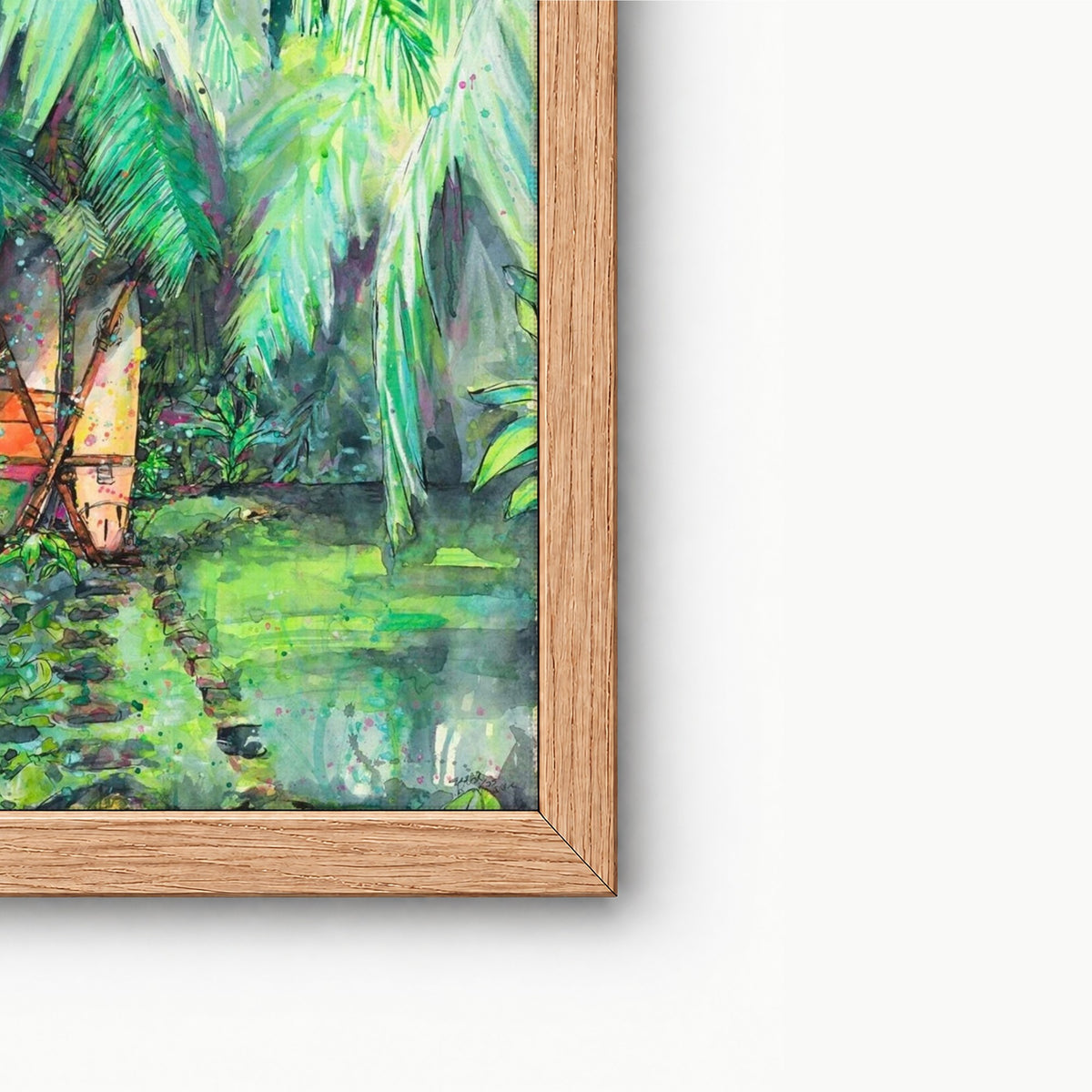 Close-up of Clandestino Gem watercolour surf art print by Rebekah Steen