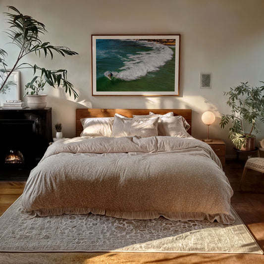 Right-Hand Point, Brazil surf photography print by Douglas Schneiders framed in a bedroom
