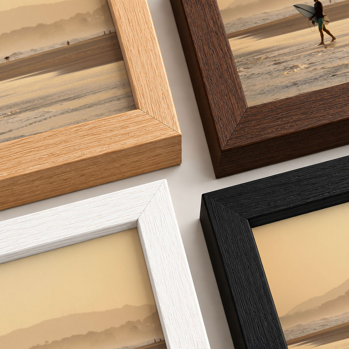 Praia da Vila, Brazil sunset surf photography print by Douglas Schneiders shown in four frame options