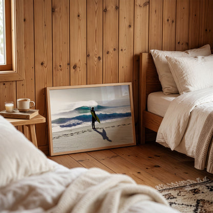 Heaven on a Stick surf photography print by Sean Davey framed on the floor of a dark room