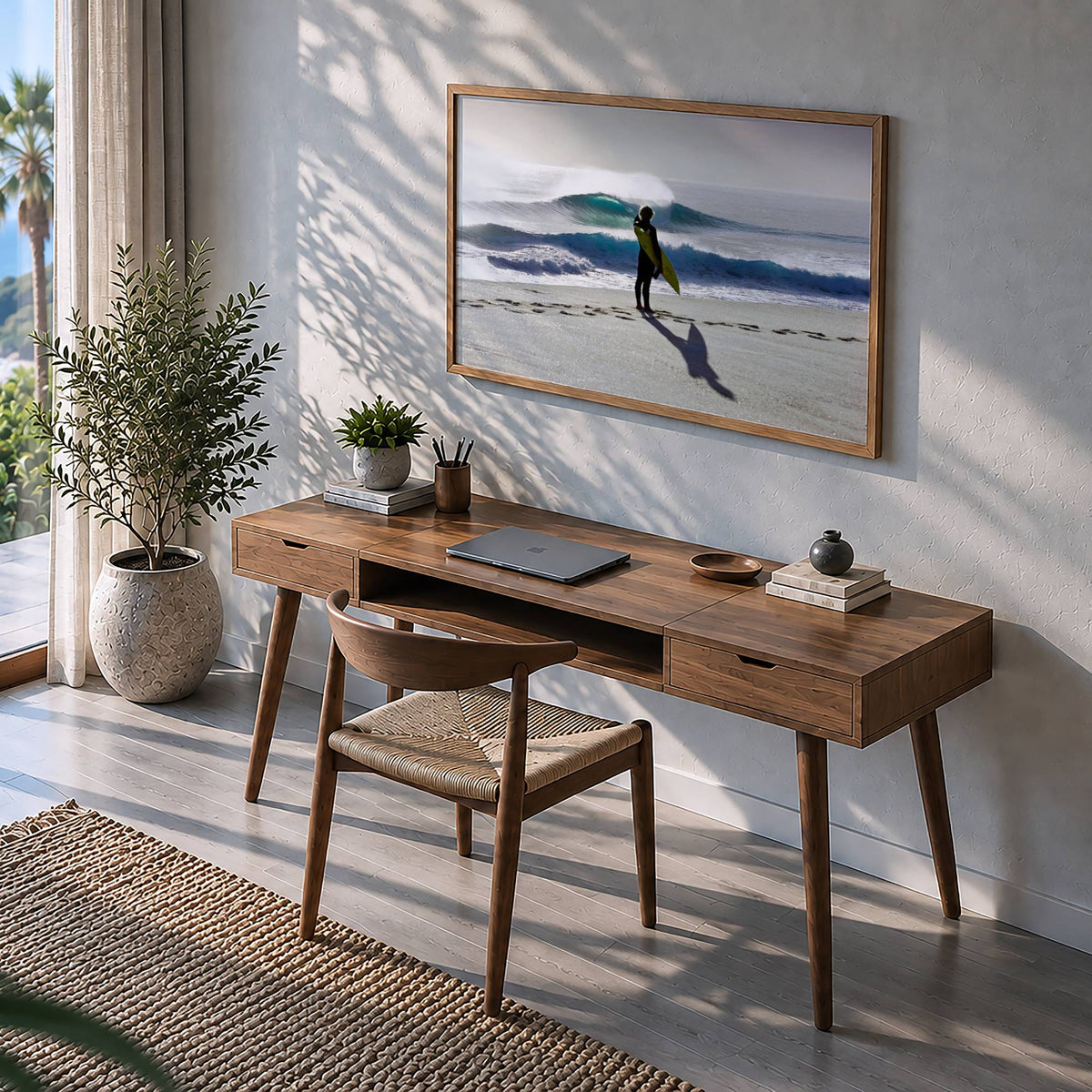 Heaven on a Stick surf photography print by Sean Davey framed in a home office