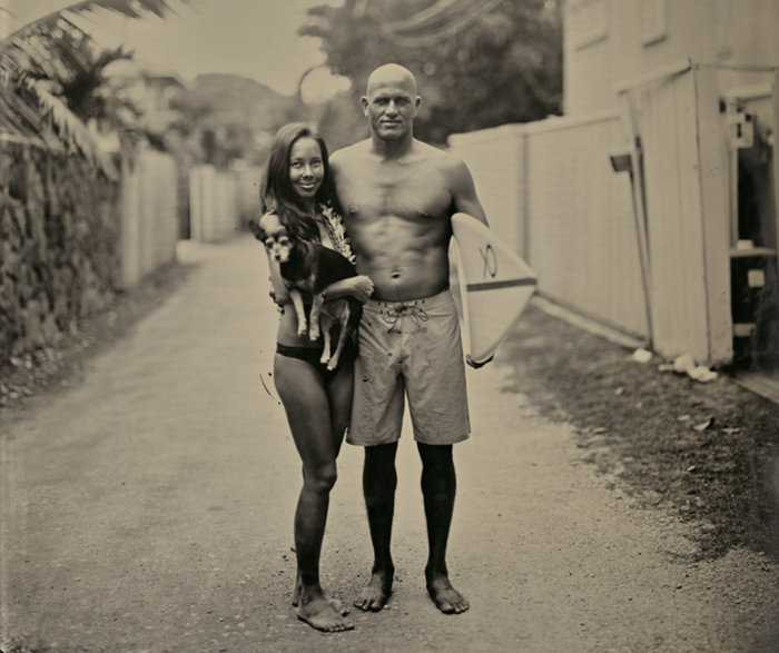 Kelly Slater and Kalani, tintype portrait by Joni Sternbach