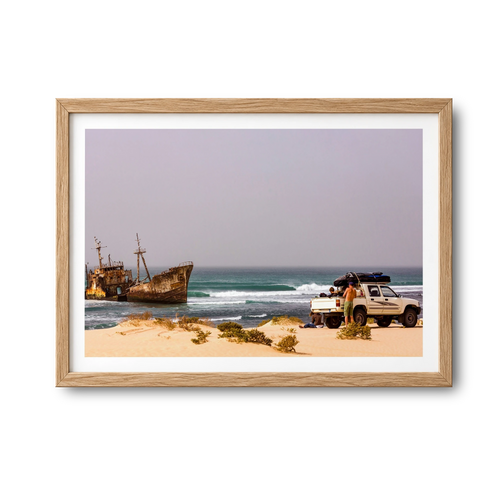 Shipwrecks surf photography print by John Seaton Callahan in a natural wood frame