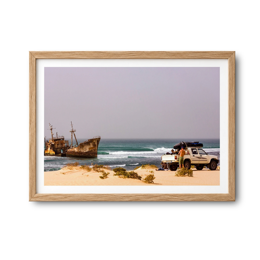 Shipwrecks surf photography print by John Seaton Callahan in a natural wood frame