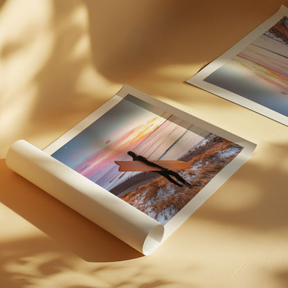 Snow and Sunrise, Lawrencetown, Nova Scotia surf photograph by Adam Cornick, unframed print