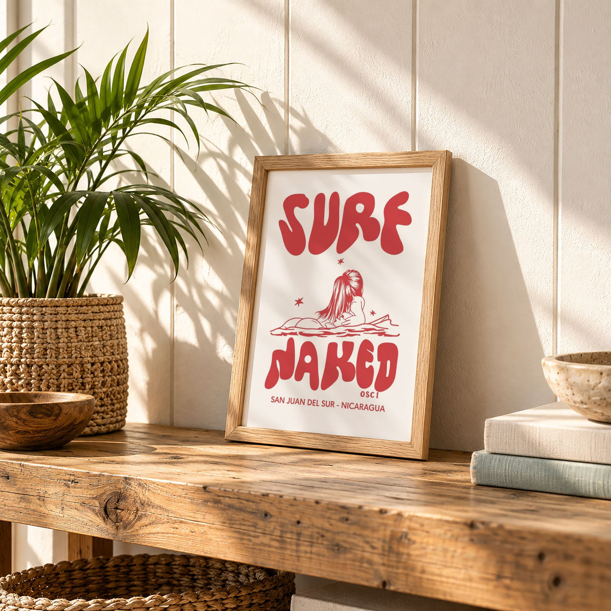A4 Surf Naked surf illustration print by Osci