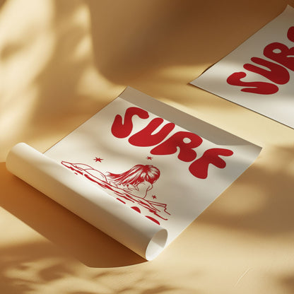 Surf Naked surf art by Osci, rolled unframed print