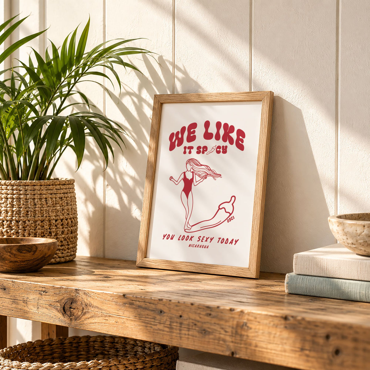 A4 We Like It Spicy surf illustration print by Osci